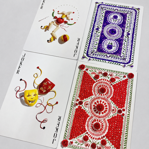 Korea Free Shipping | Yuni Yoshida Playing Cards & Book Set (Red/Purple)